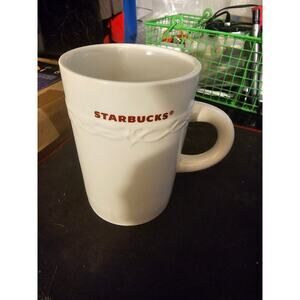 Starbucks Off White Embossed Braid Around Top Tea Coffee Mug 10 oz 2010